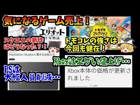 【スクエニ新作はどうなった？！】気になるゲーム売上！PSとXBOXは完全に苦境…【トモコレは首位に速攻で返り咲き】
